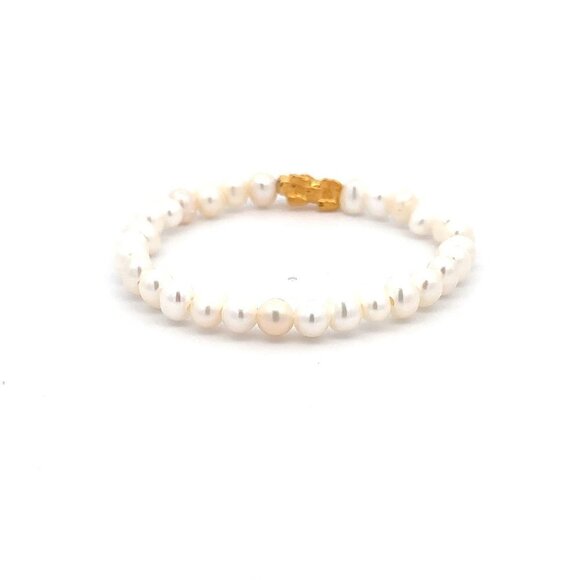 18K Gold Piyao Pixiu Dragon Lucky Charm Bracelet Freshwater Pearl 6mm x 5mm - Picture 4 of 4